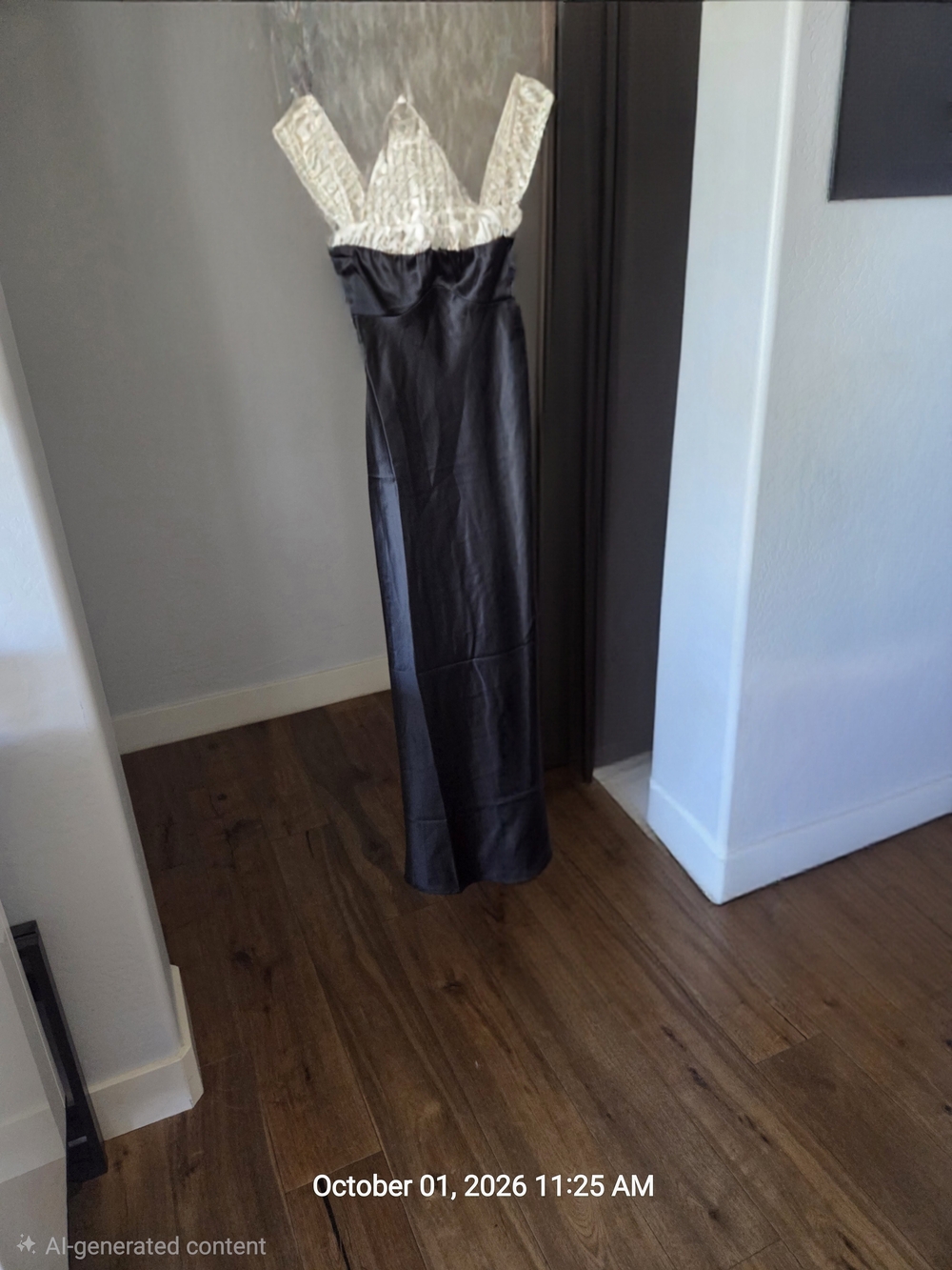 Princess Polly Black Satin Strapless Jumpsuit with Ivory Lace